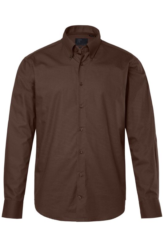 Chemise JP 1880 micro-imprimé, manches longues et col à pointes boutonnées, coupe Modern Fit - jusqu'au 8 XL