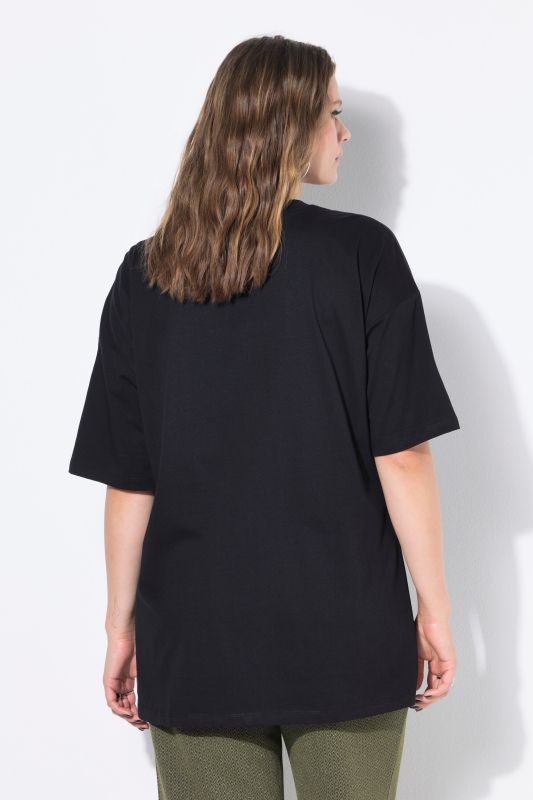 T-shirt oversize avec imprimé pop-corn et perles fantaisie