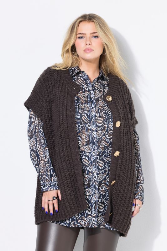 Gilet en maille texturée, boutons fantaisie et coupe Boxy Shape