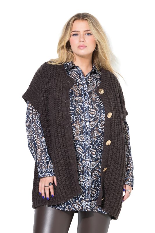Gilet en maille texturée, boutons fantaisie et coupe Boxy Shape