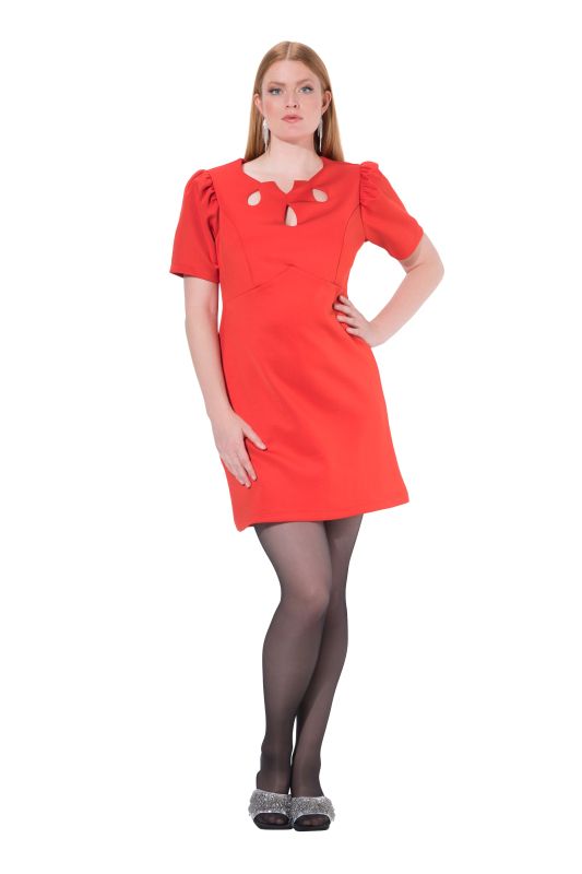 Robe bodycon en tissu scuba, découpes et manches courtes bouffantes