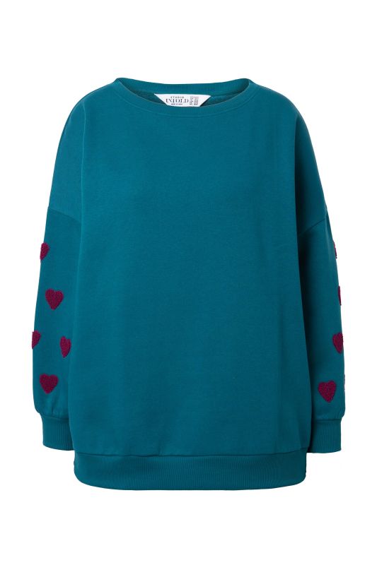 Sweat-shirt ultra-oversize, cœurs sur les bras