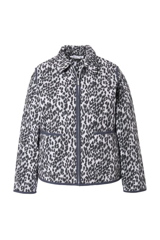 Veste matelassée oversize, imprimé léopard et col à revers