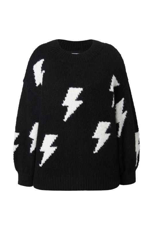 Pull oversize à maille épaisse, motif éclairs