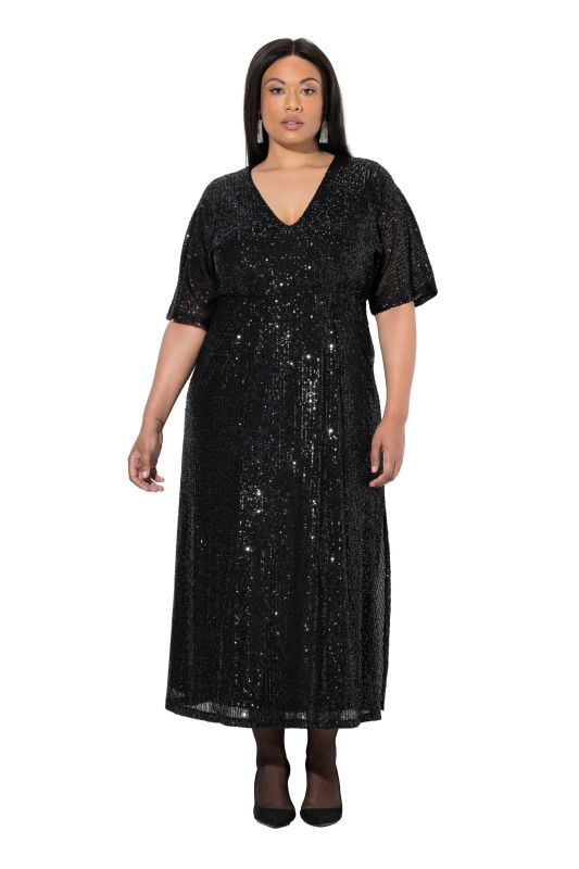 Robe maxi à paillettes, coupe trapèze