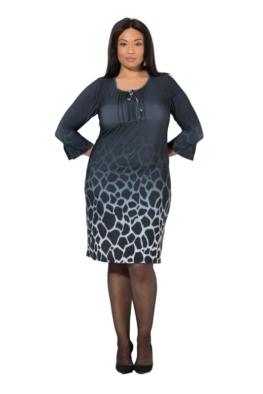 Robe en jersey avec dégradé de motifs animaux et manches longues