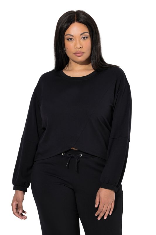 Sweat-shirt col rond et manches longues, couture fantaisie, base asymétrique