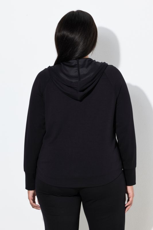 Veste en molleton à capuche, poches zippées et manches longues raglan