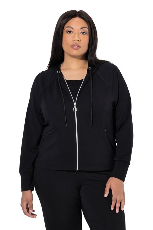 Veste en molleton à capuche, poches zippées et manches longues raglan