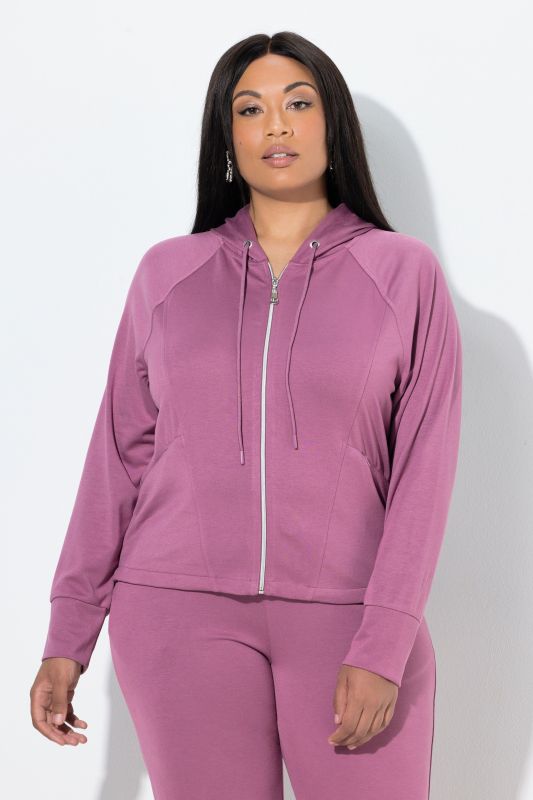 Veste en molleton à capuche, poches zippées et manches longues raglan