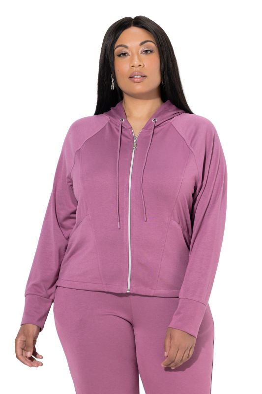 Veste en molleton à capuche, poches zippées et manches longues raglan