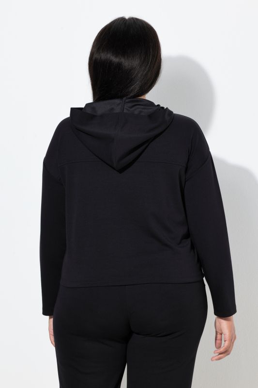 Sweat-shirt à capuche, manches longues, couture horizontale et laçage