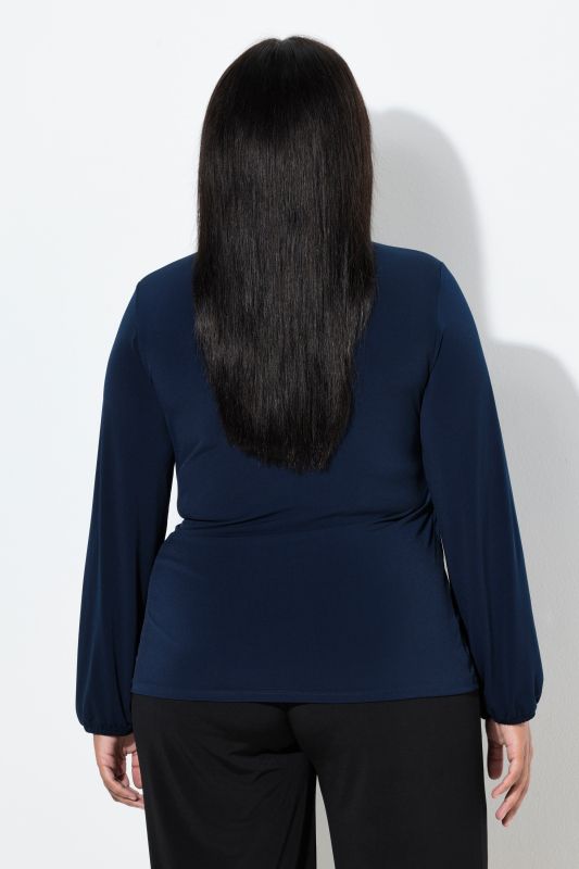 T-shirt esprit cache-cœur, décolleté en V et manches longues