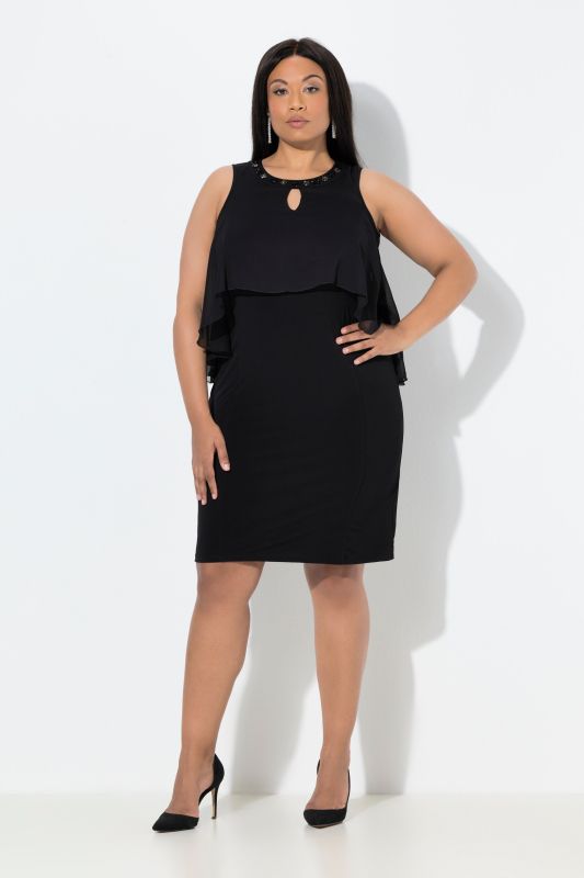 Robe en mousseline coupe Slim, décolleté fantaisie, fond de robe en jersey