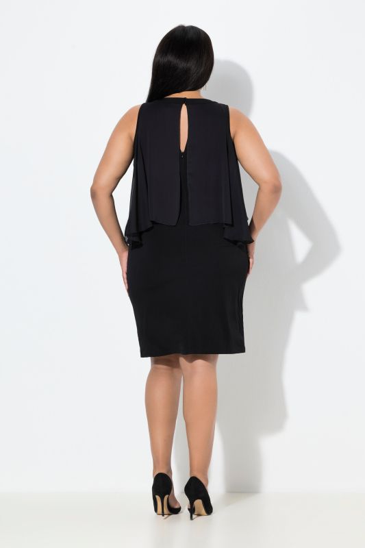 Robe en mousseline coupe Slim, décolleté fantaisie, fond de robe en jersey