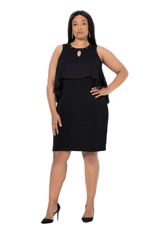 Robe en mousseline coupe Slim, décolleté fantaisie, fond de robe en jersey