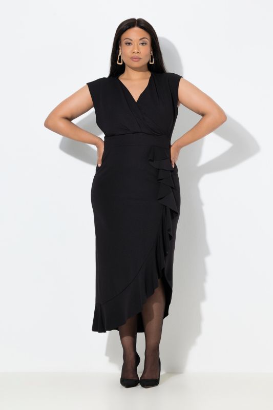 Robe maxi en jersey sans manches, avec décolleté en V et ruché