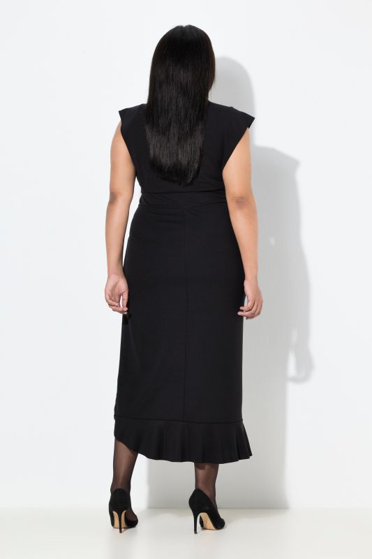 Robe maxi en jersey sans manches, avec décolleté en V et ruché