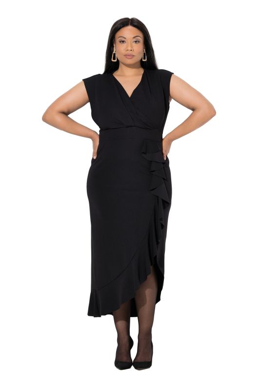 Robe maxi en jersey sans manches, avec décolleté en V et ruché