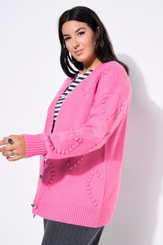 Cardigan oversized à col V et motif cœur