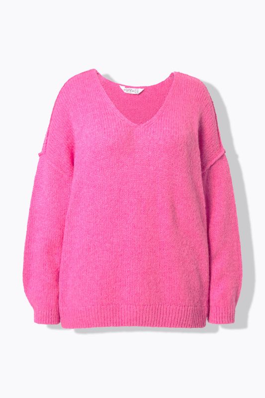 Pull oversized, col V, manches longues et amples
