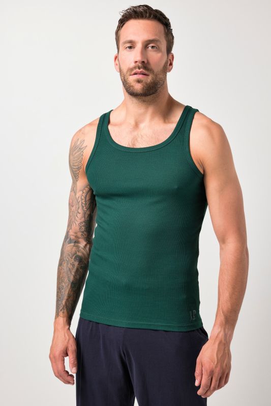 Lot de 2 maillots de corps JP 1880, en jersey bord-côte, sans manches - jusqu'au 8 XL
