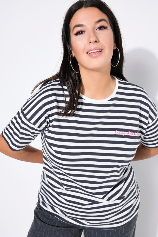 T-shirt à rayures oversize, avec broderie