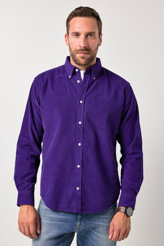 Chemise en velours côtelé JP 1880, manches longues et col à pointes boutonnées, coupe Modern Fit - jusqu'au 8&nbsp