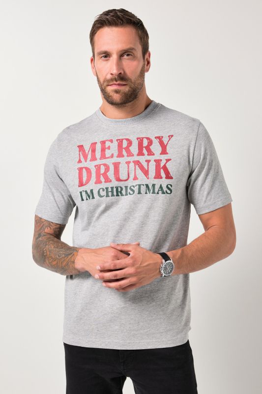 T-shirt JP&nbsp;1880, manches courtes et imprimé Noël sur la poitrine - jusqu'au 8&nbsp;XL