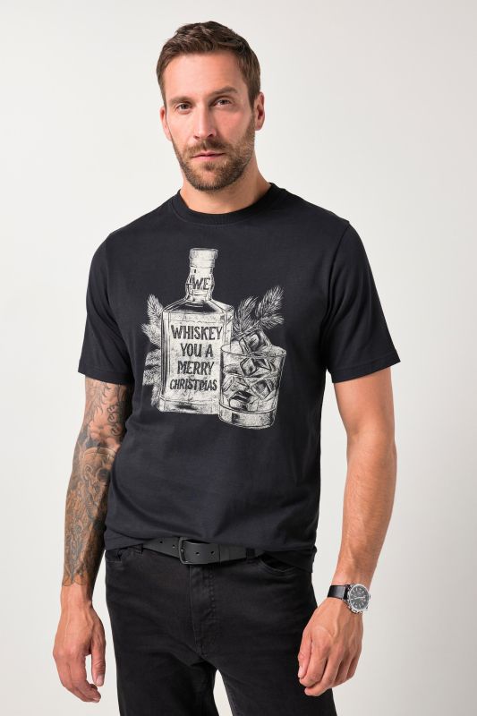 T-shirt JP&nbsp;1880, manches courtes et imprimé Noël sur la poitrine - jusqu'au 8&nbsp;XL
