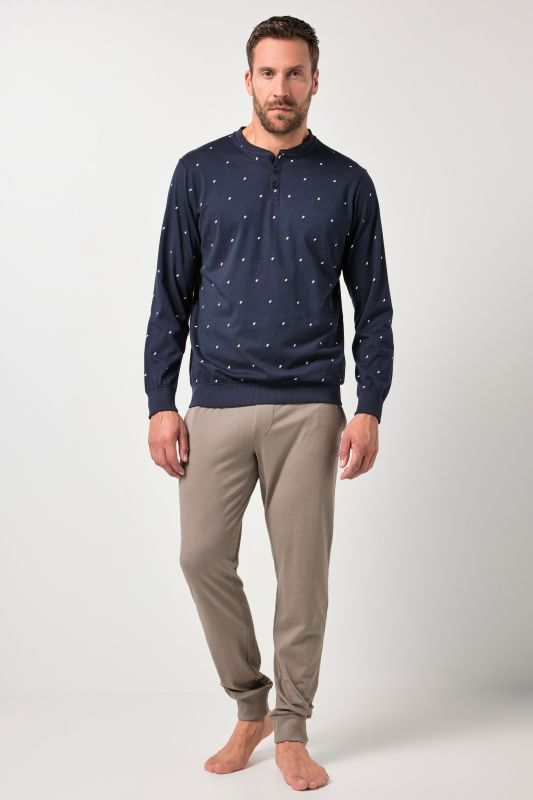 Pyjama JP 1880 deux pièces, motif minimaliste et coupe ventre confort, collection Homewear – jusqu'au 8&nbsp;XL