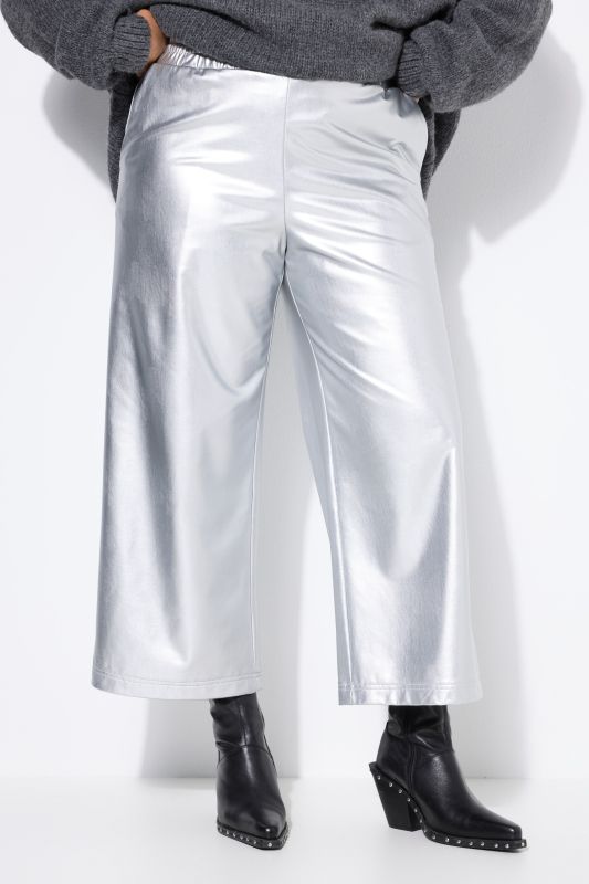Jupe-culotte en simili argenté, coupe Wide Legs