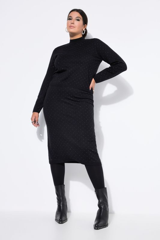 Jupe midi coupe Slim Shape, rivets brillants et taille élastique