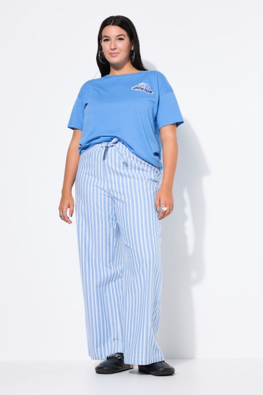 Pantalon de pyjama à rayures, jambe droite et large