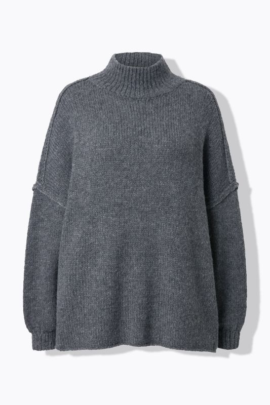 Pull  oversize en maille très douce, à col montant et manches longues, premium