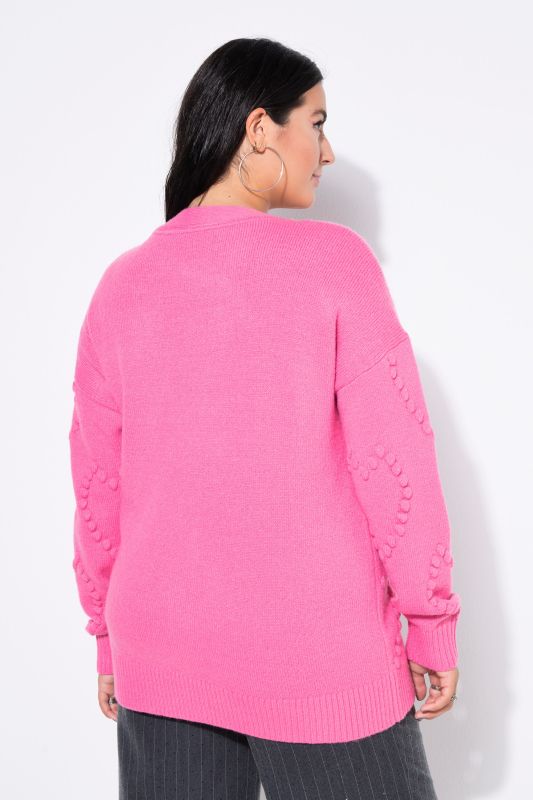 Cardigan oversized à col V et motif cœur