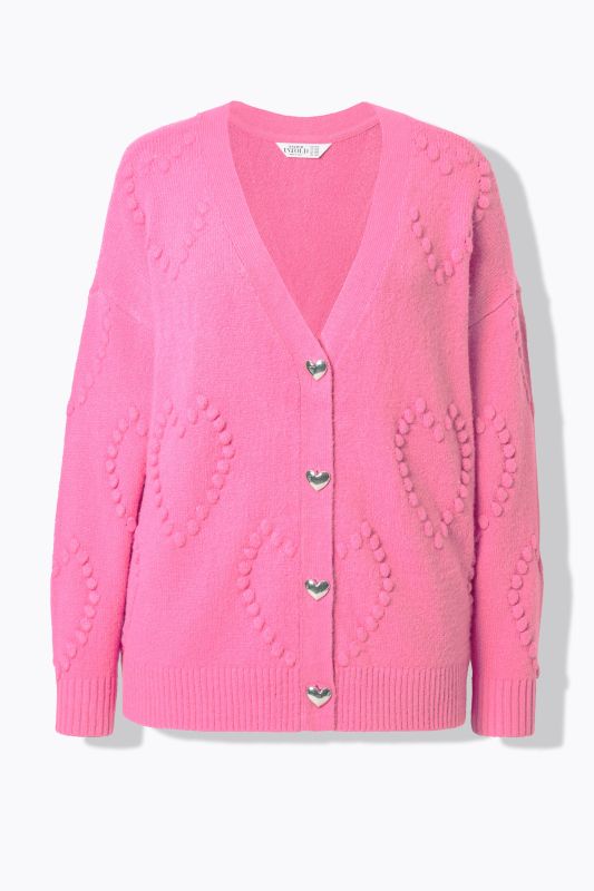 Cardigan oversized à col V et motif cœur