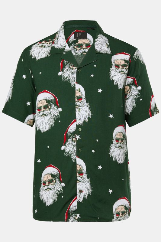Chemise de Noël JP 1880. Manches courtes et col cubain. Coupe Cuba-Fit - jusqu'au 8&nbsp;XL