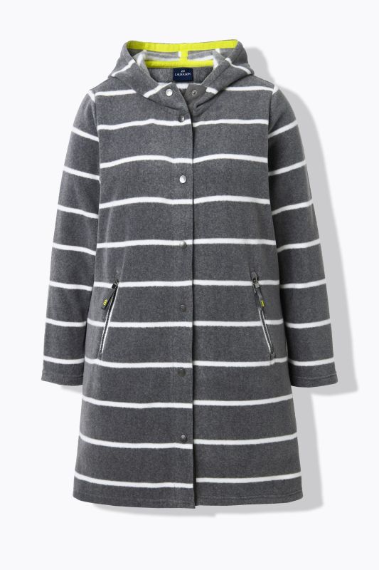 Veste longue en polaire. Manches longues et capuche
