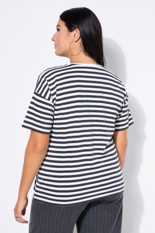 T-shirt à rayures oversize, avec broderie