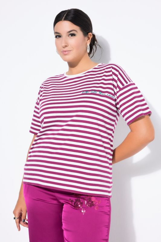 T-shirt à rayures oversize, avec broderie