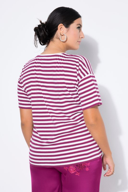 T-shirt à rayures oversize, avec broderie