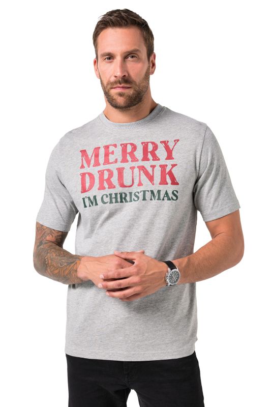 T-shirt JP&nbsp;1880, manches courtes et imprimé Noël sur la poitrine - jusqu'au 8&nbsp;XL