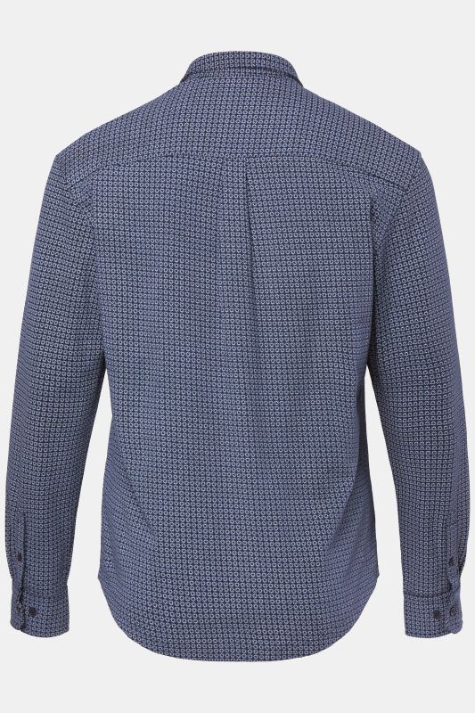 Chemise JP 1880 coupe Modern Fit, tissu piqué dans un imprimé all-over (intégral), manches longues et col à pointes boutonnées (petits boutons) - jusqu'au 8 XL