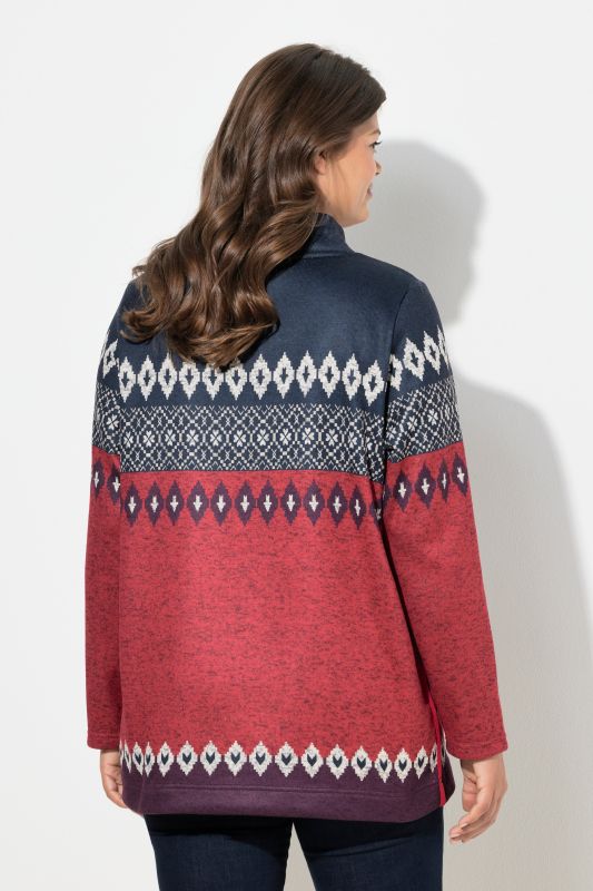 Sweat long, motif norvégien. Manches longues, col montant