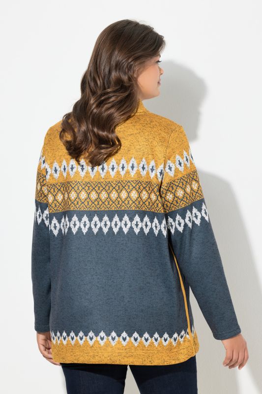 Sweat long, motif norvégien. Manches longues, col montant