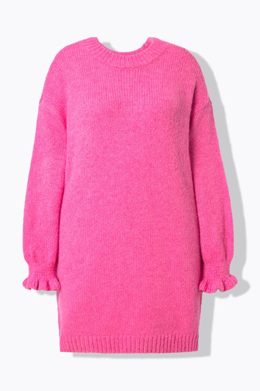 Robe en maille oversize. Manches ruchées