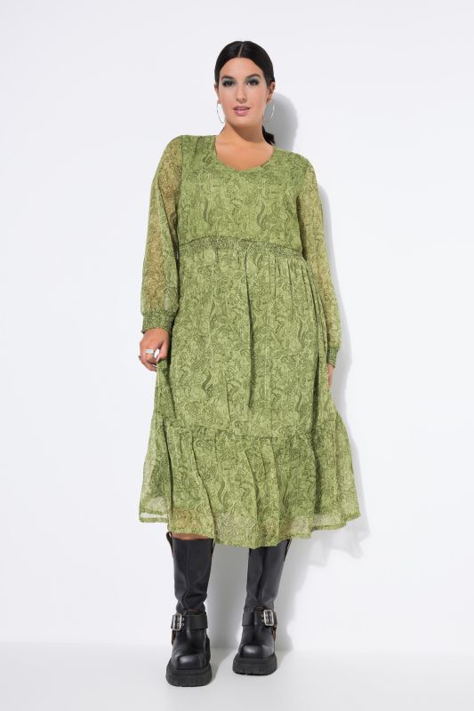 Robe midi évasée agrémentée d'un imprimé avec du fil scintillant