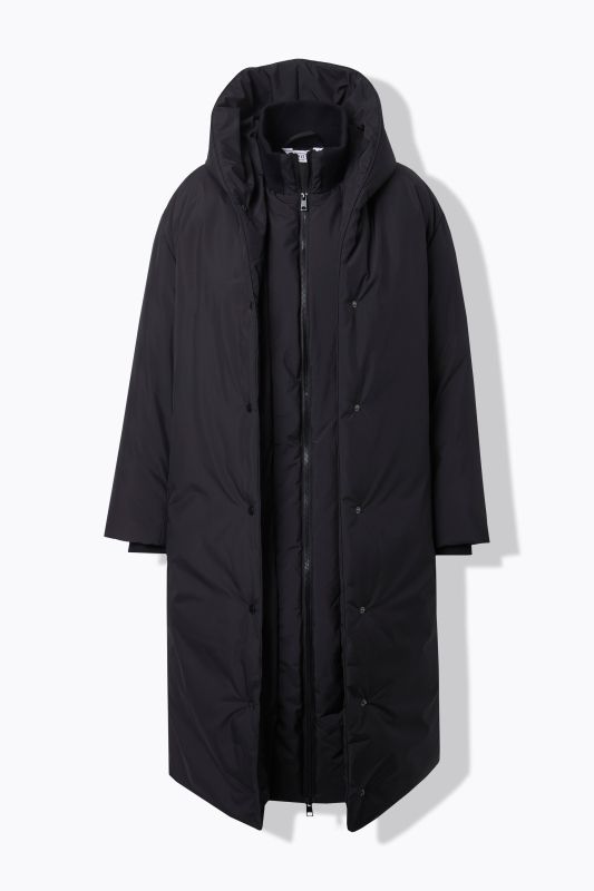 Manteau matelassé oversize, capuche et fermeture zippée à double sens
