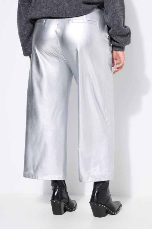 Jupe-culotte en simili argenté, coupe Wide Legs